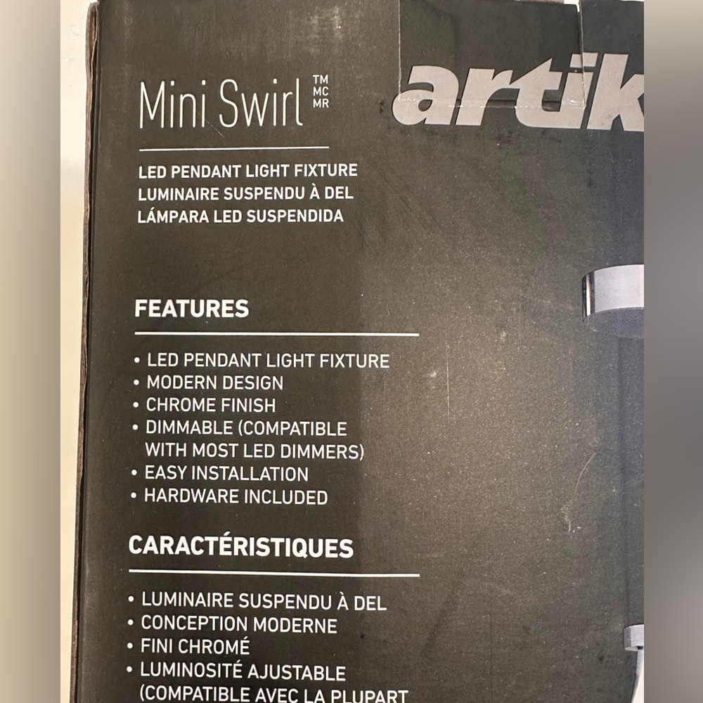 NEW Artika Swirl 13-Watt Light Chrome Integrated LED Mini Pendant Light Fixture - Picture 11 of 16